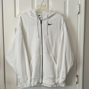 Nike Oversized White Hoodie with Black Logo
